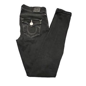 True Religion Casey with Flap in Tarmac Black colour size 24 skinny jeans dark